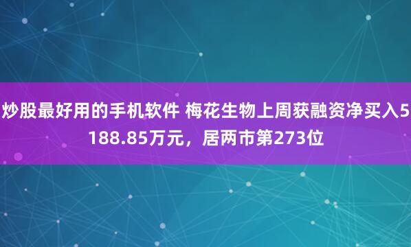 炒股最好用的手机软件 梅花生物上周获融资净买入5188.85万元，居两市第273位