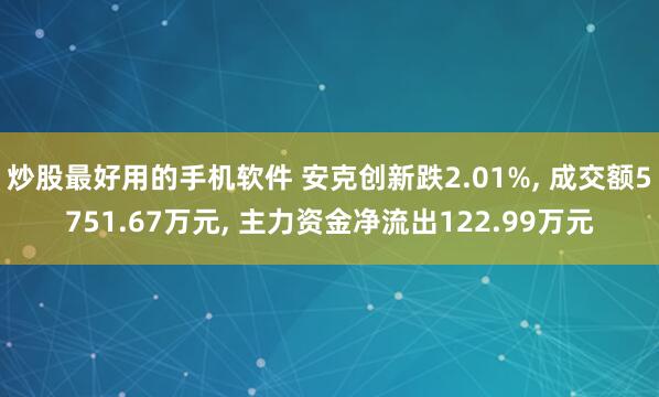 炒股最好用的手机软件 安克创新跌2.01%, 成交额5751.67万元, 主力资金净流出122.99万元