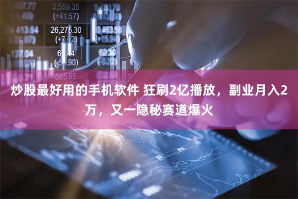 炒股最好用的手机软件 狂刷2亿播放，副业月入2万，又一隐秘赛道爆火